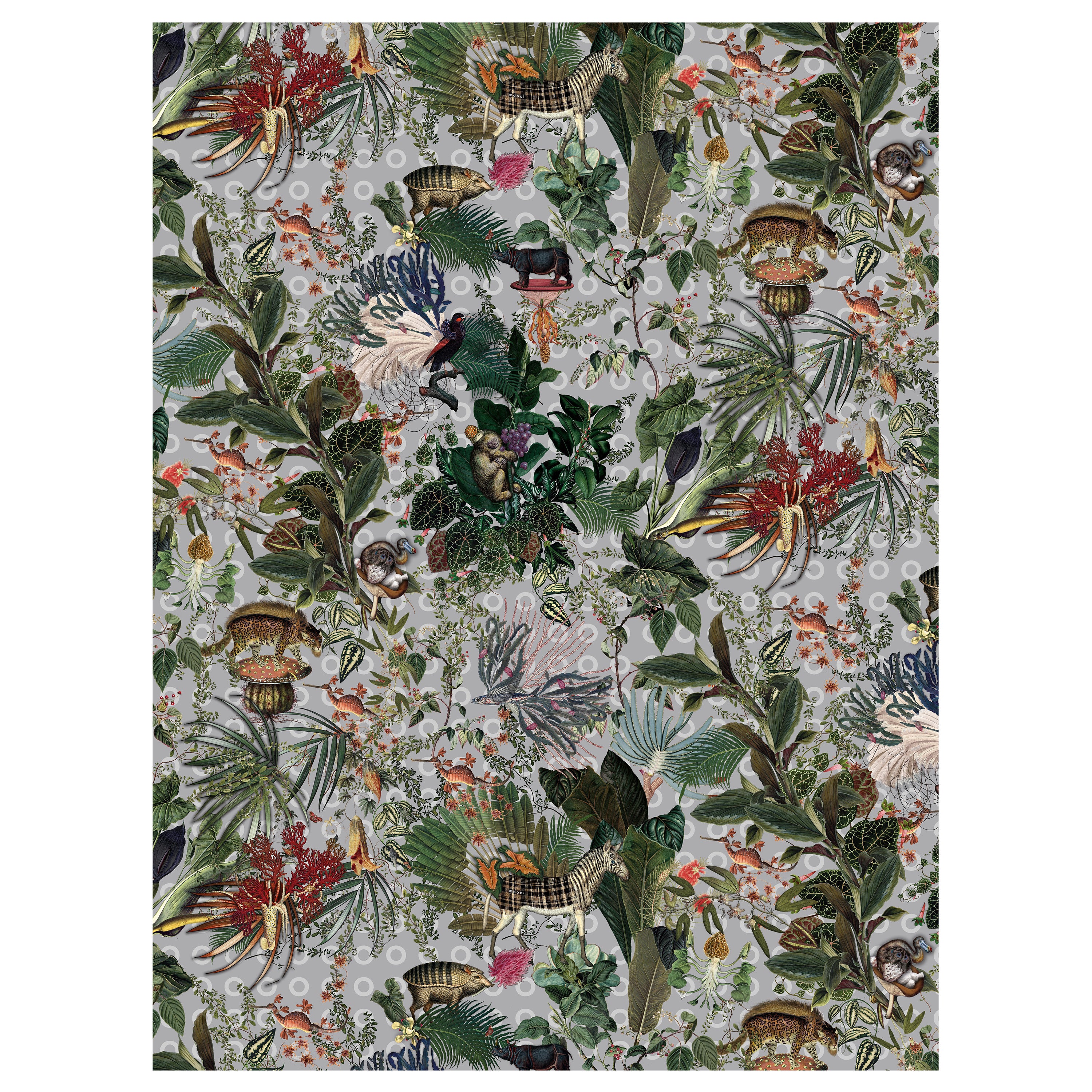 Moooi Alfombra Rectangular Nube Animales Extintos Grande de Poliamida Hilo Suave