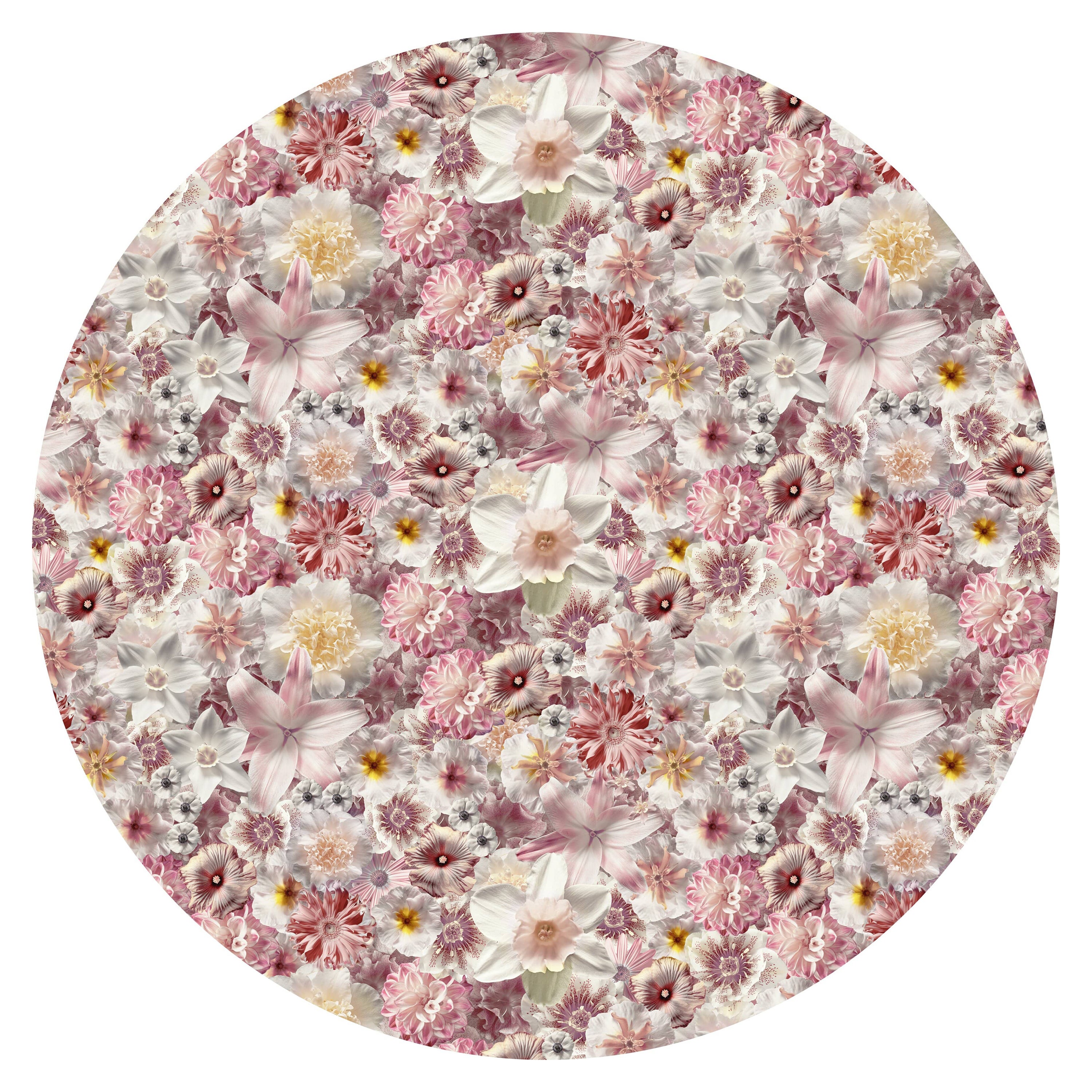 Grand tapis rond Moooi Flowergarden Day en laine avec finition à ourlet aveuglier