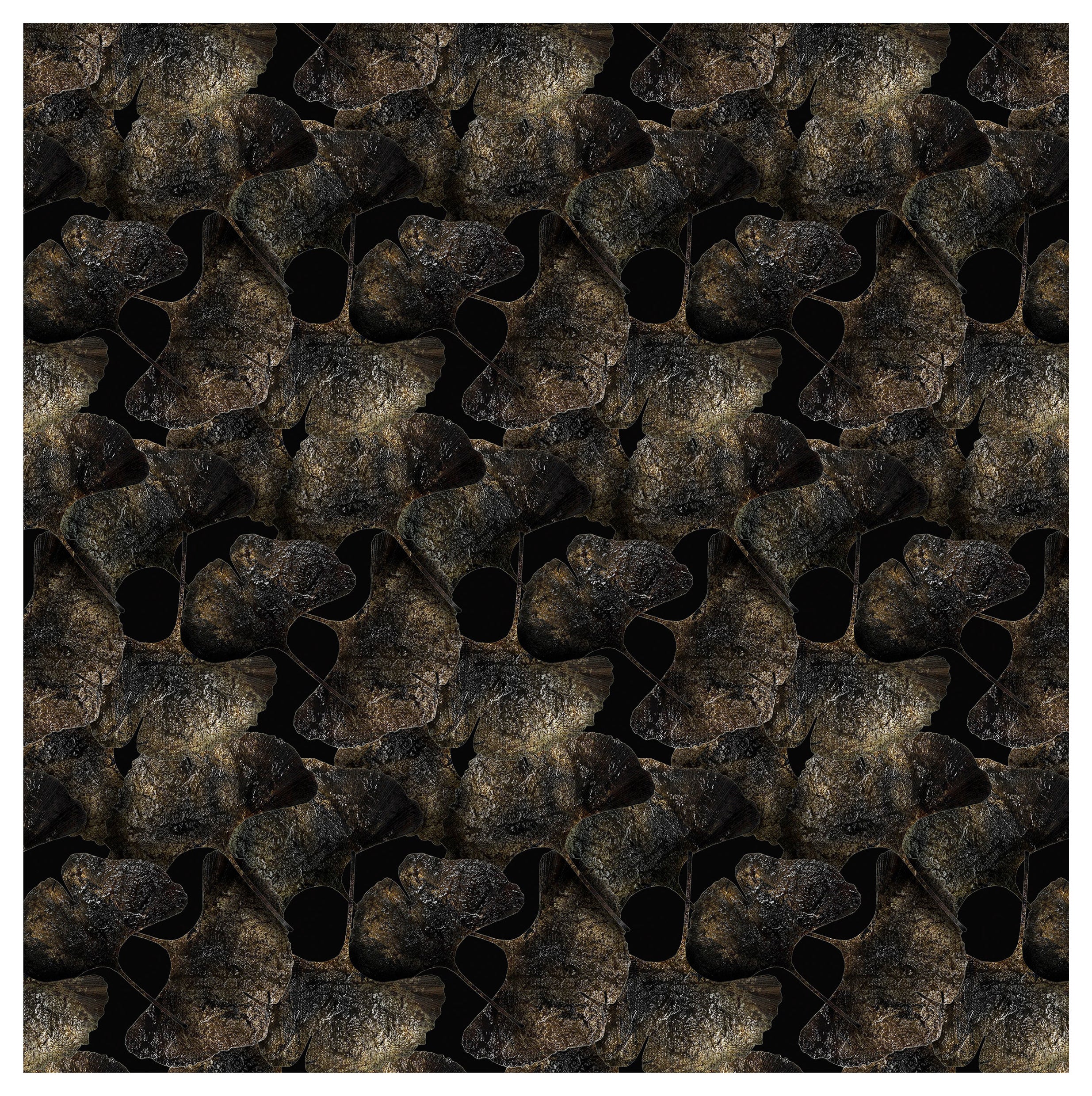 Moooi Großer schwarzer Ginko-Blattbroadloom-Teppich in weichem Garn Polyamide mit Blättern
