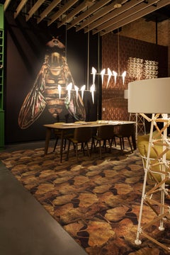 Moooi Large Ginko Leaf Rust Round Rug in Wool by Edward van Vliet