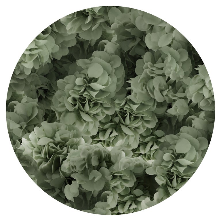 Moooi Large Hortensia Green Round Rug in Low Pile Polyamide by