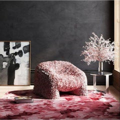 Moooi Tappeto Rettangolare Hortensia Rosa Grande in Poliammide a Basso Velo