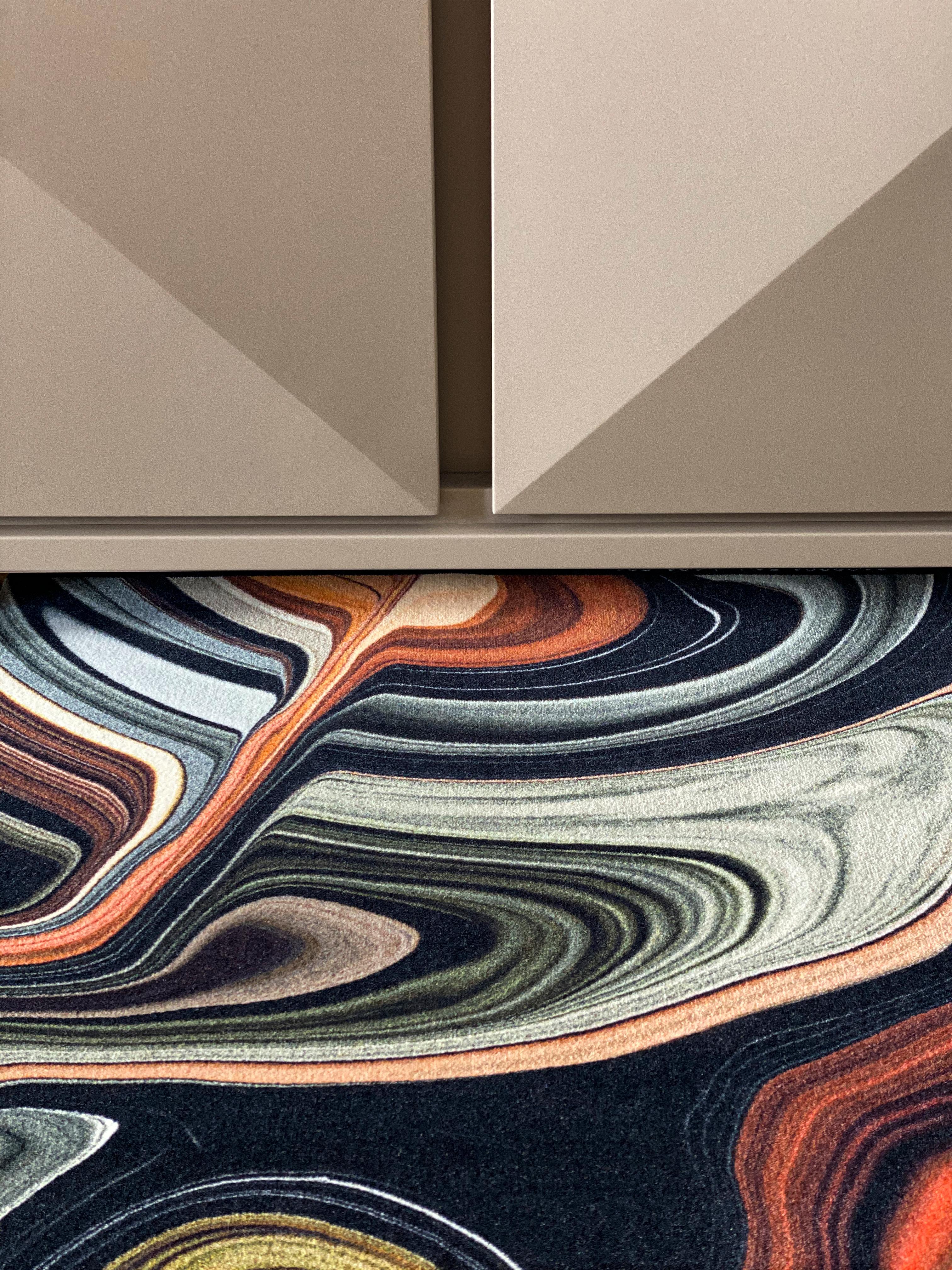 Olandese Tappeto Moooi Large Liquid Layers Agate Round in morbido filato di poliammide di Claire Vos in vendita