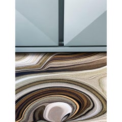 Großer, runder Moooi-Marmorteppich in Flüssigkeitsschichten mit niedrigem Flor aus Polyamide von Claire Vos