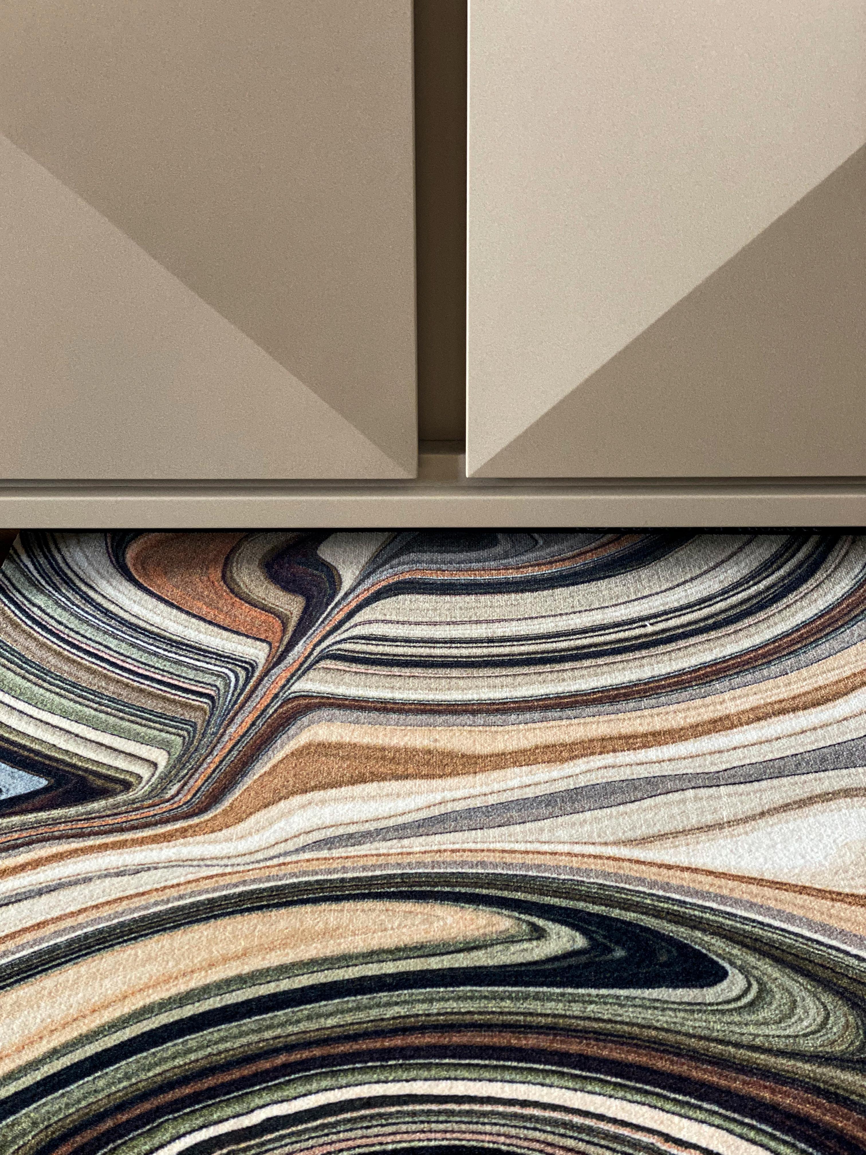 Moooi Alfombra rectangular grande Liquid Layers Pebble de poliamida de hilo suave Holandés en venta