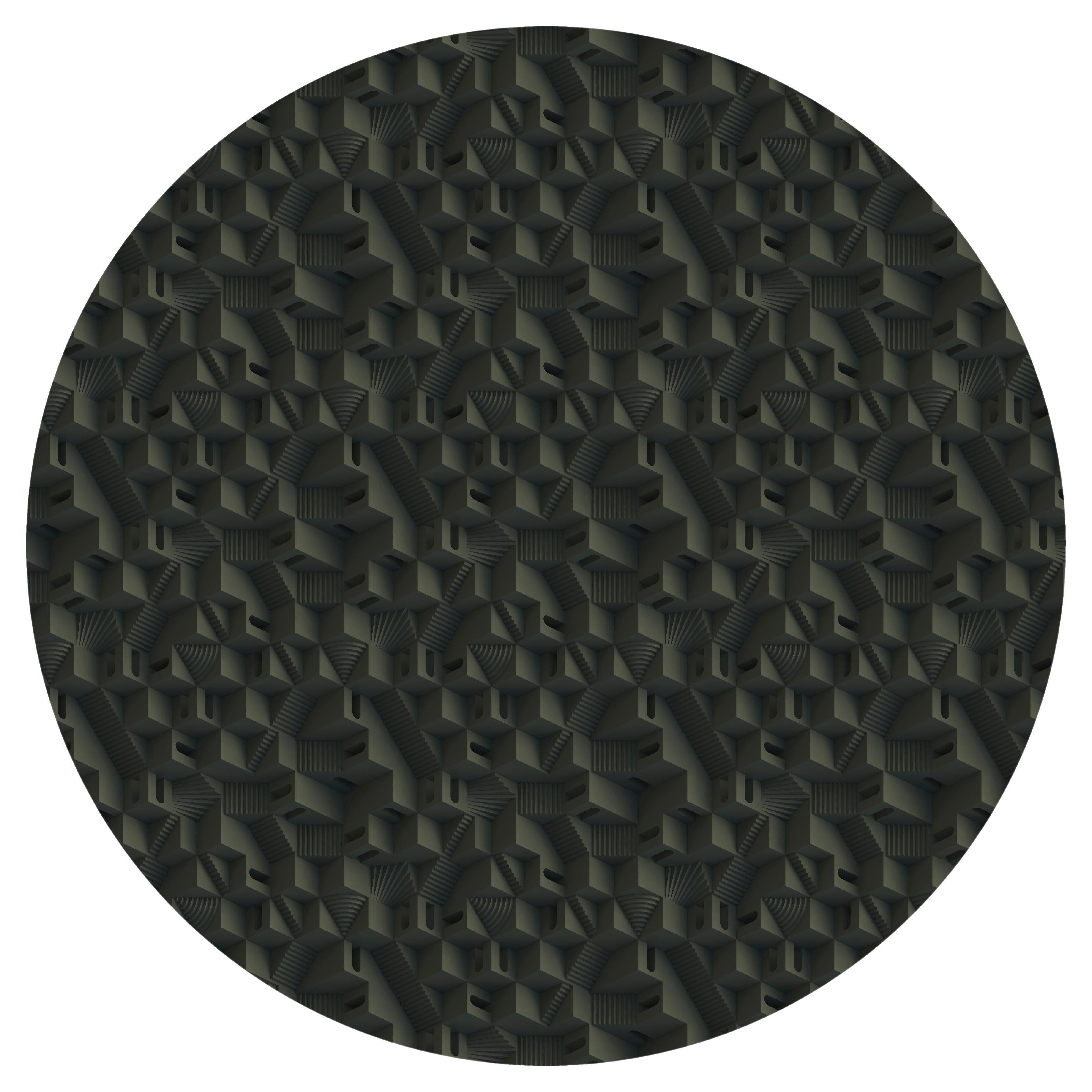 Großer Maze Tical runder Teppich aus Wolle mit Blindsaum von Moooi