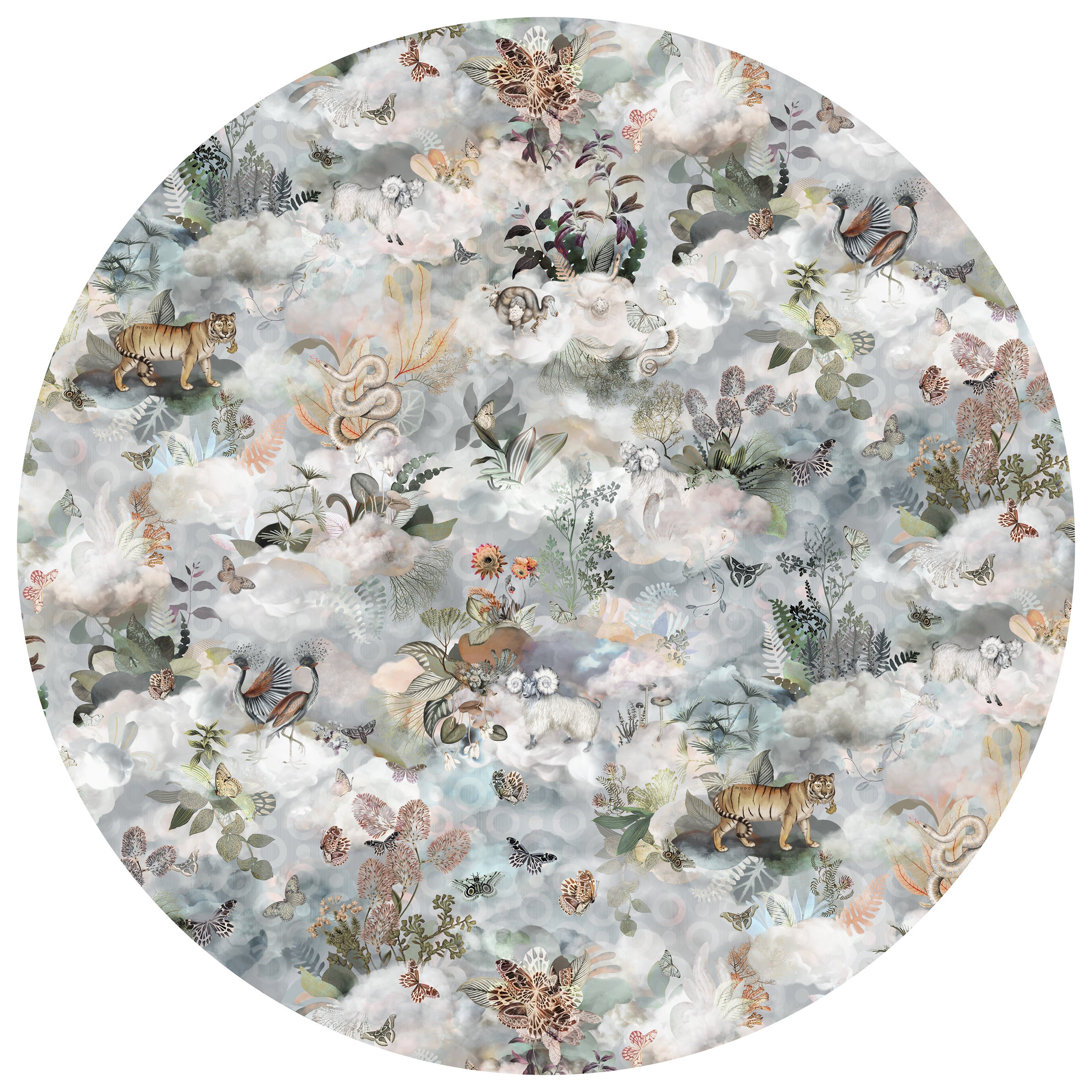 Moooi Grand tapis rond Memento Medley Dawn en polyamide à poils ras