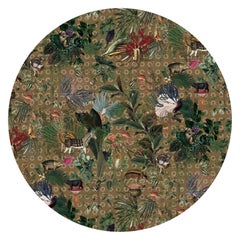 Moooi - Tapis rond en laine avec ourlet blindé en forme de grande ménagerie d'animaux disparus