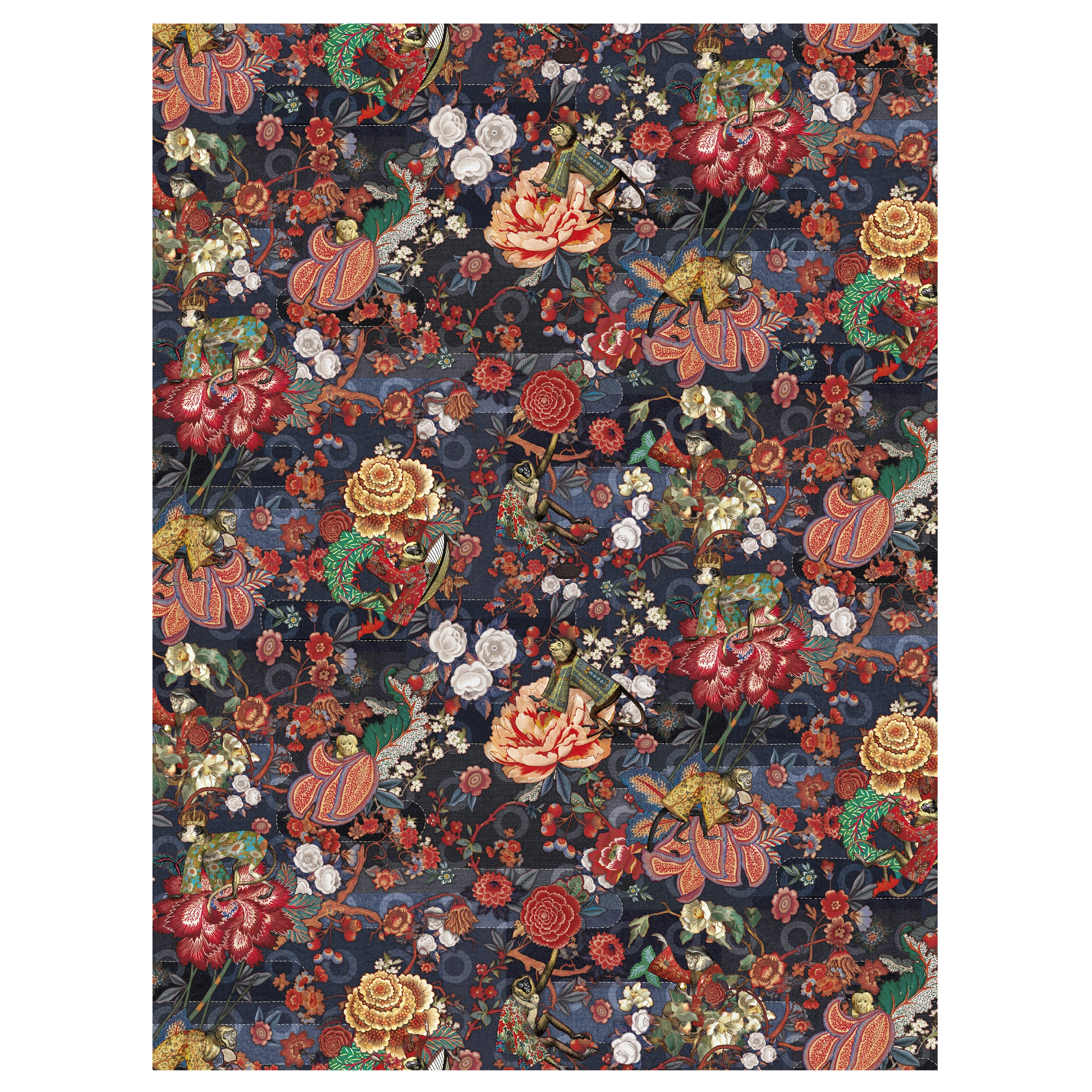 Moooi - Grand tapis rectangulaire Rendezvous Tokyo bleu indigo en polyamide à poils bas en vente