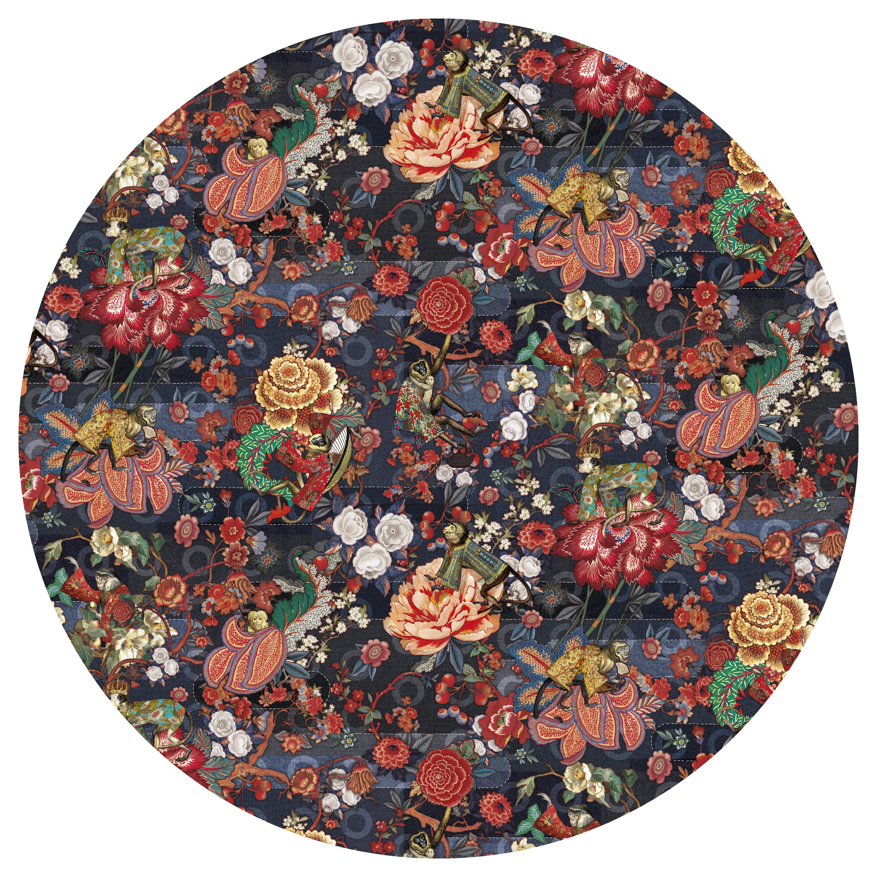 Moooi Large Rendezvous Tokyo Blue Indigo Tappeto rotondo in lana con finitura a orlo cieco