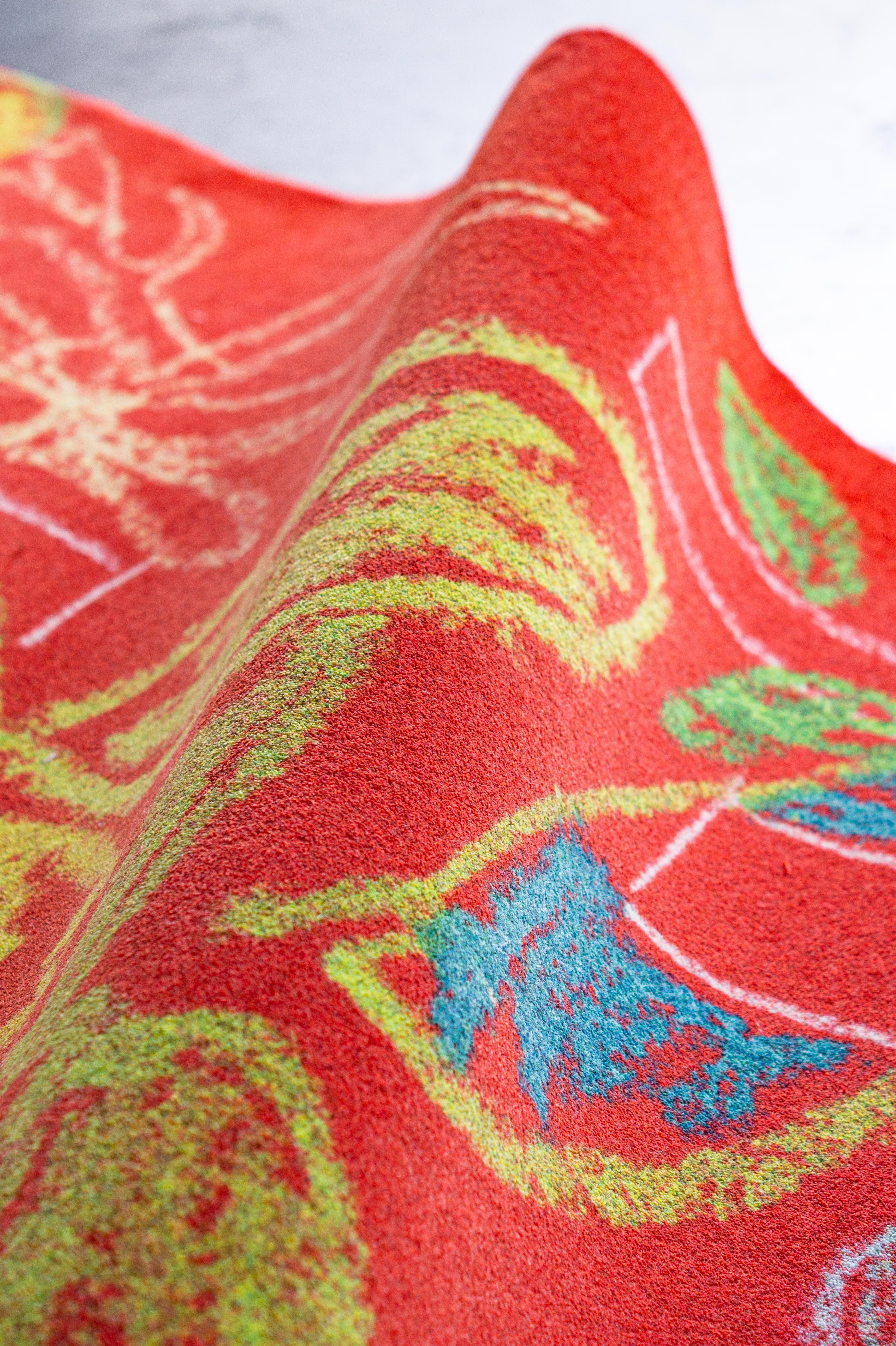 XXIe siècle et contemporain Tapis Moooi Large Sprouts Scarlet en polyamide à poils bas de Kiki van Eijk en vente