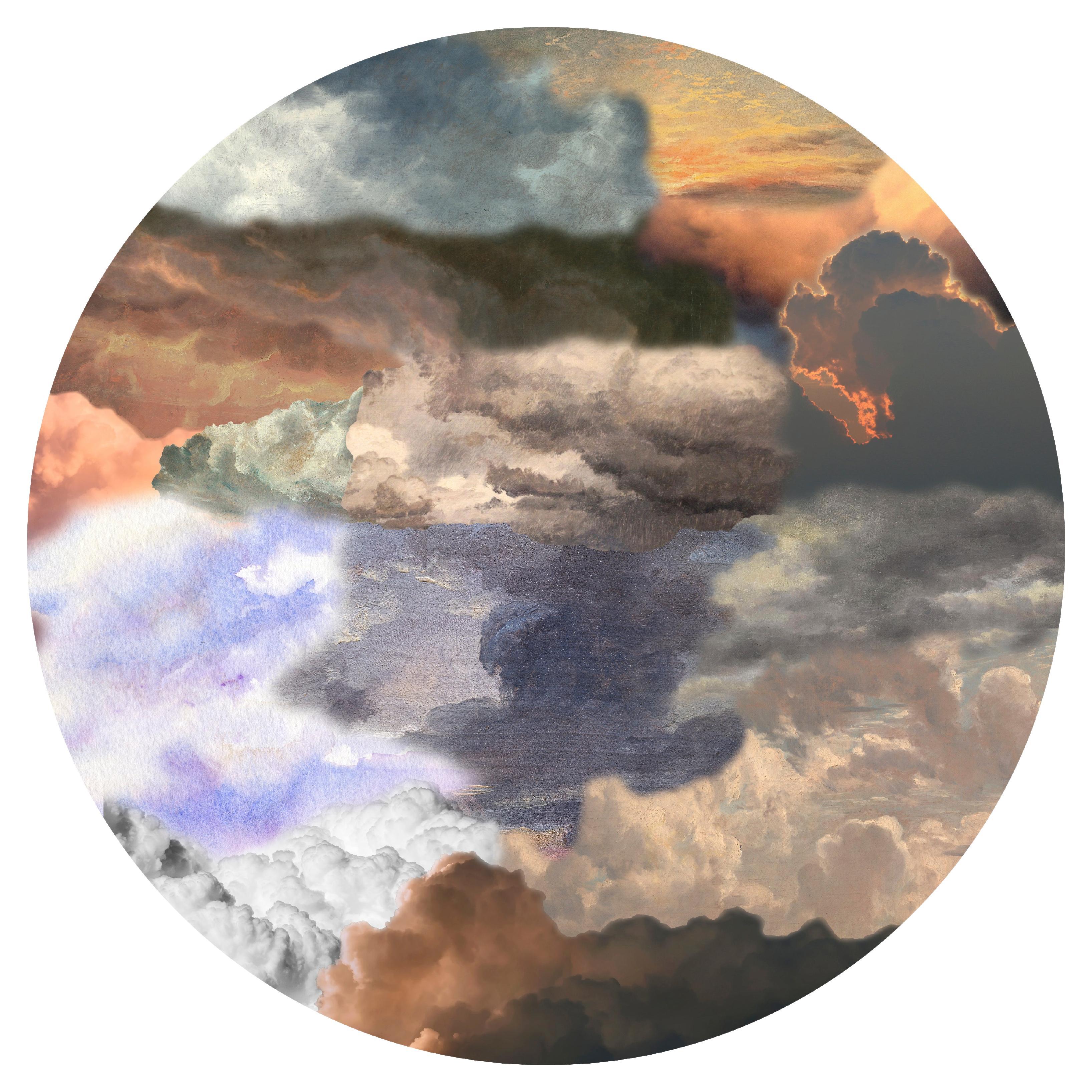 Großer, runder Moooi-Teppich „ Walking on Clouds Dawn“ aus Polyamide mit niedriger Flor vorne