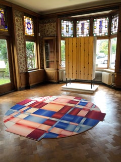 Moooi Lint Magenta Round Rug in Low Pile Polyamide by Visser & Meijwaard