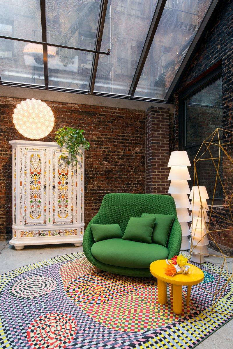 Dutch Moooi Love Highback Sofa in Boucle, Rainbow Upholstery & White Wash Stained Legs For Sale