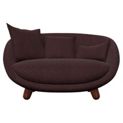 Moooi Love Sofa in Calligraphy Bird Jacquard Plum Upholstery & Cinnamon Legs