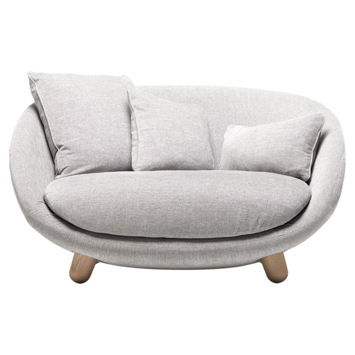Moooi Love Sofa in Liscio, Nebbia Upholstery & White Wash Stained Legs