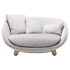 Moooi Love Sofa in Liscio, Nebbia Upholstery & White Wash Stained Legs