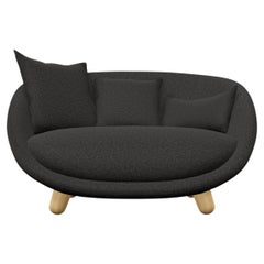 Moooi Love Sofa in Solis, Gray Upholstery & White Wash Stained Legs