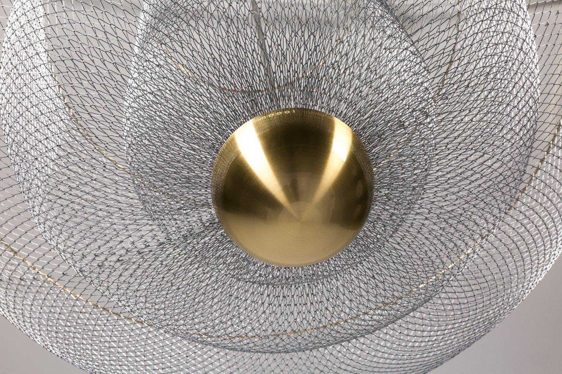 Moderno Moooi Meshmatics Grande lampadario in acciaio zincato e ottone di Rick Tegelaar in vendita