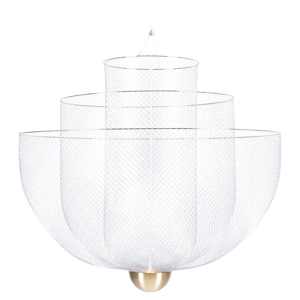 Moooi Meshmatics Grande lampadario in acciaio zincato e ottone di Rick Tegelaar