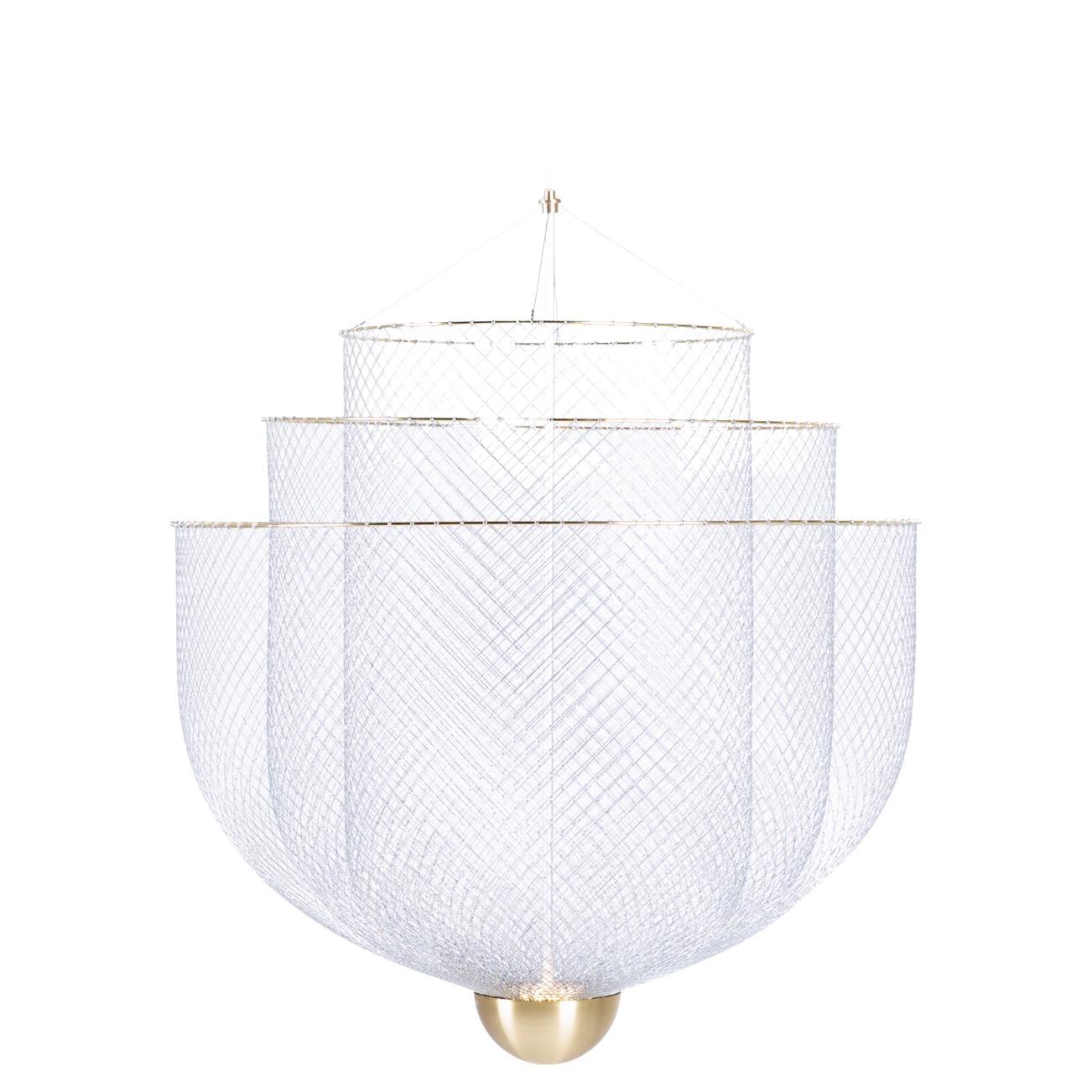 Petit lustre Moooi Meshmatics en acier galvanisé et laiton de Rick Tegelaar