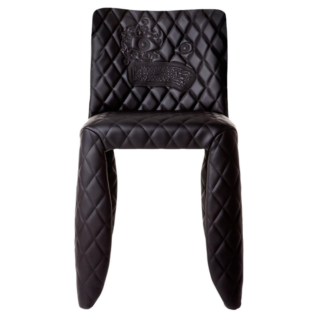 Chaise Moooi Monster Diamond noire avec tissu d'ameublement brodé