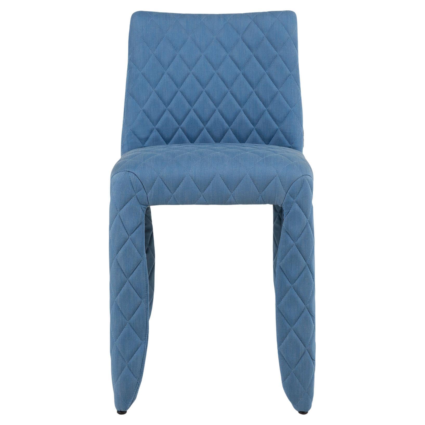 Moooi Monster Diamond Chair in Denim Light Wash Blue Upholstery