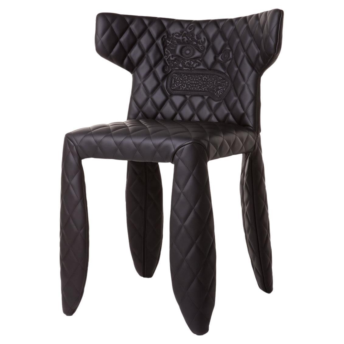 Moooi Monster Diamond Chair with Arms in Black with Embroidery Upholstery