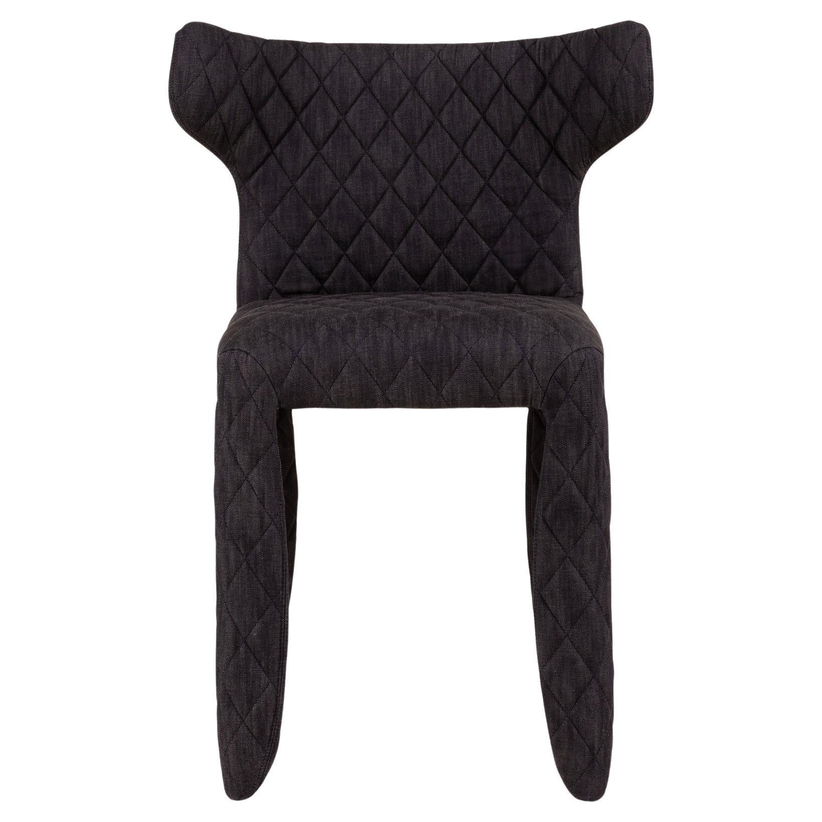 Moooi Monster Diamond Chair with Arms in Denim Midnight Black Upholstery