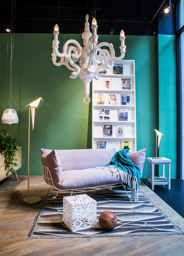 Moooi Nest Armchair in Alfresco Pirbright Rose Upholstery with White