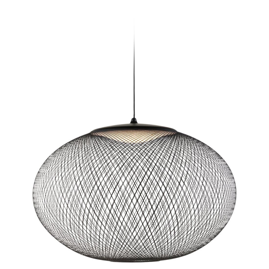 Moooi NR2 Medium Black LED Suspension Lamp in Aluminum and Fiberglass For Sale