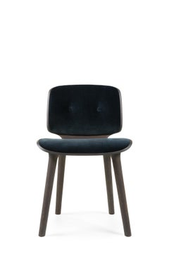 Silla de comedor Moooi Nut de roble teñido gris y tapicería Harald 3, 182 azul