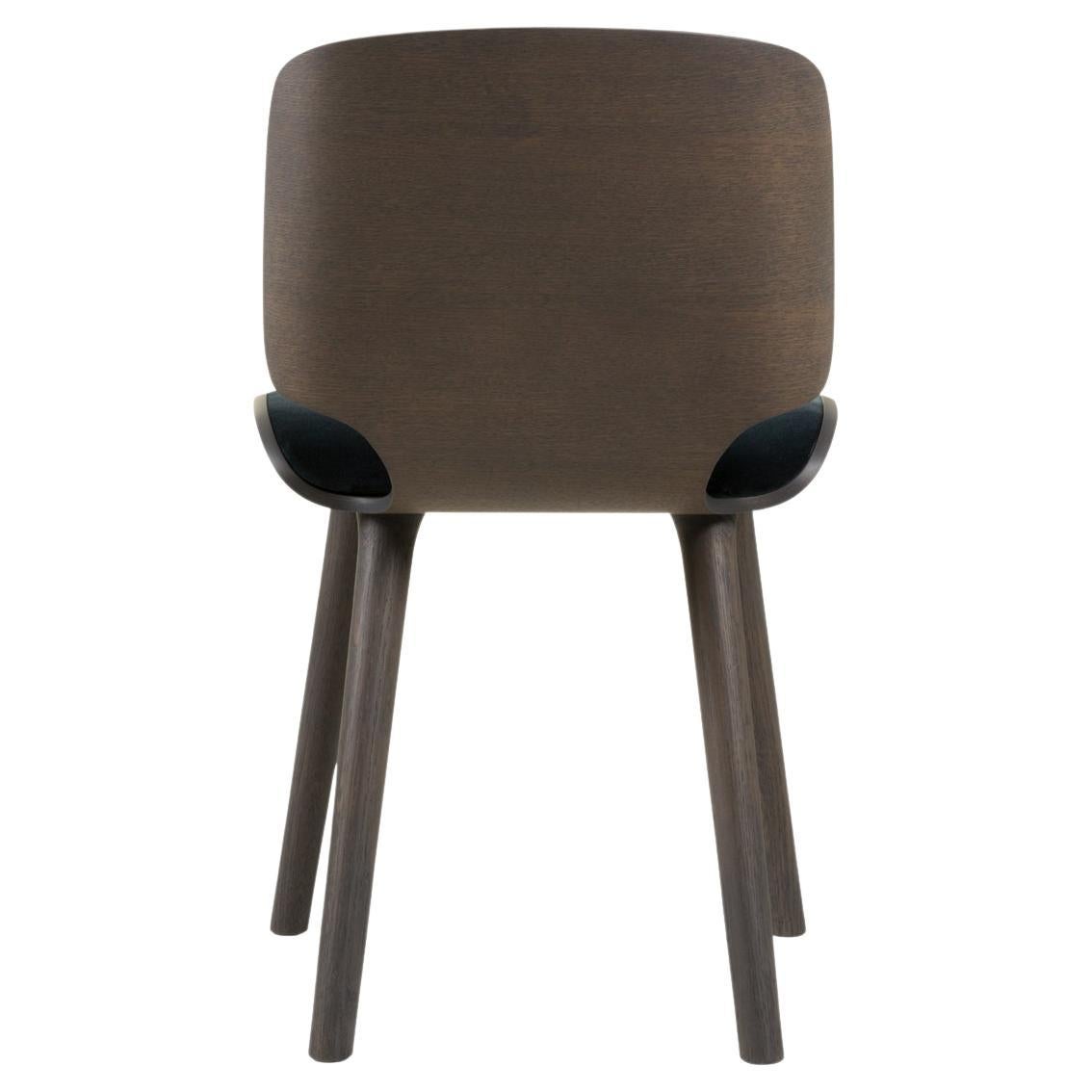 Moooi Nut Dining Chair in Grey Stained Oak & Harald 3, 182 Blue Upholstery For Sale