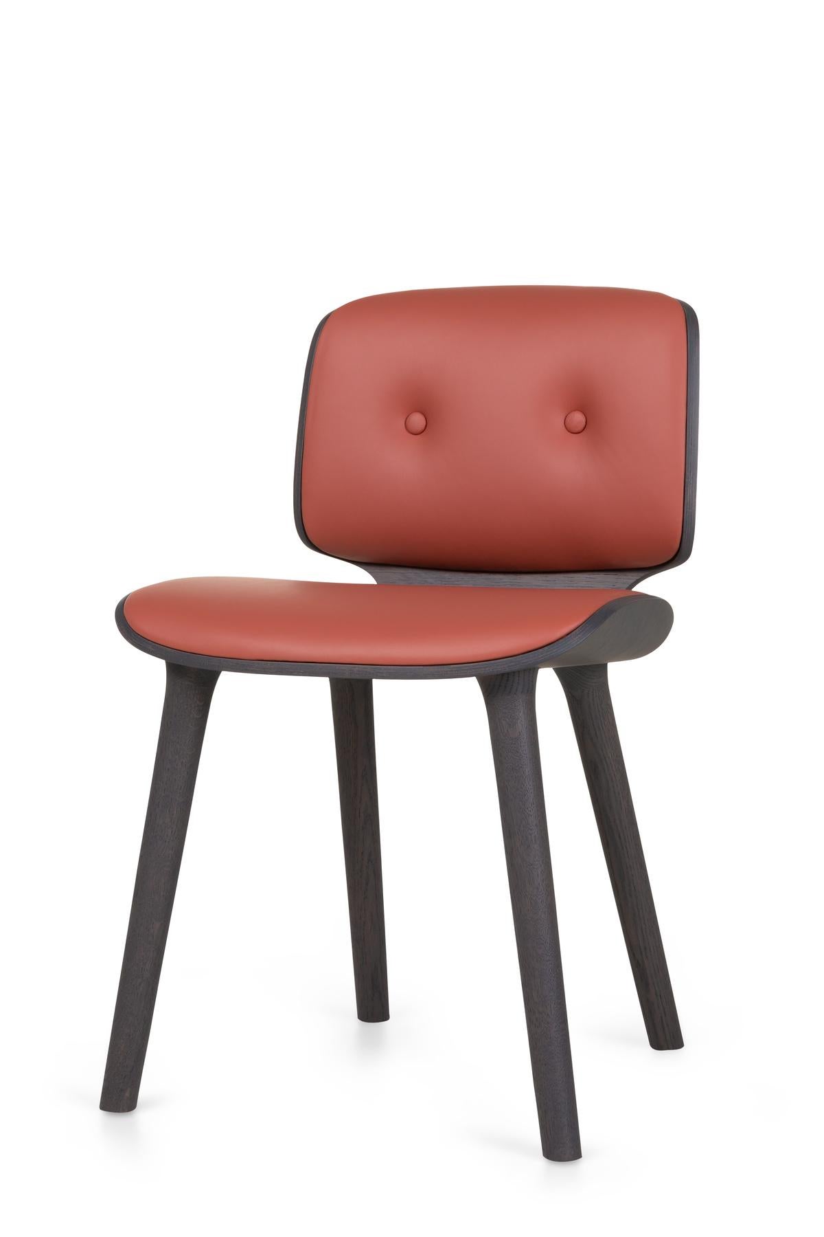 Dutch Moooi Nut Dining Chair in Grey Stained Oak & Spectrum Red Brown 30172 Upholstery For Sale