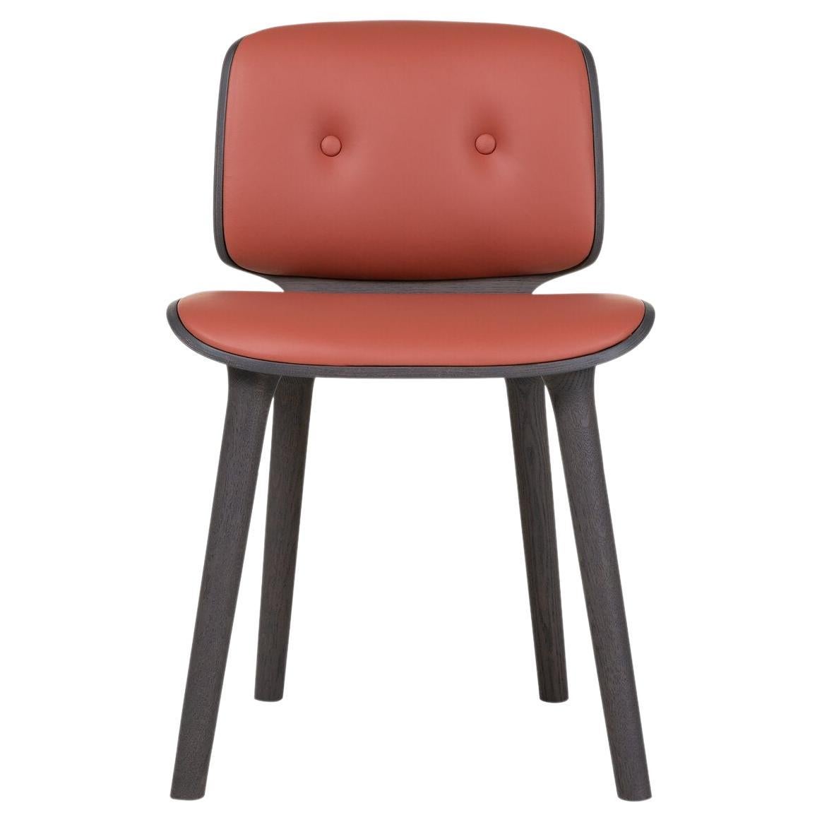 Moooi Nut Dining Chair in Grey Stained Oak & Spectrum Red Brown 30172 Upholstery For Sale