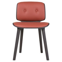 Moooi Nut Dining Chair in Grey Stained Oak & Spectrum Red Brown 30172 Upholstery
