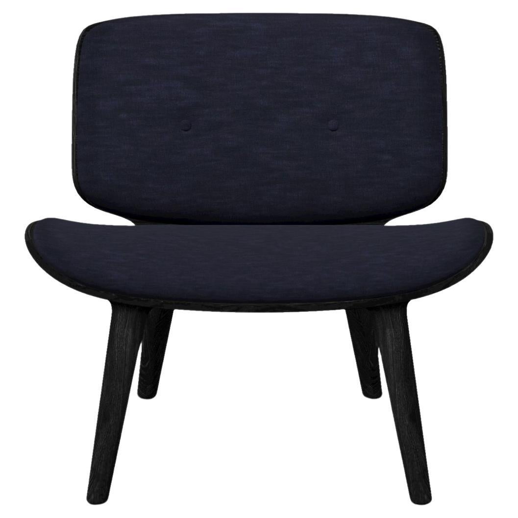 Moooi Nut Lounge Chair in Indigo Denim Upholstery with Oak Stained Black Frame