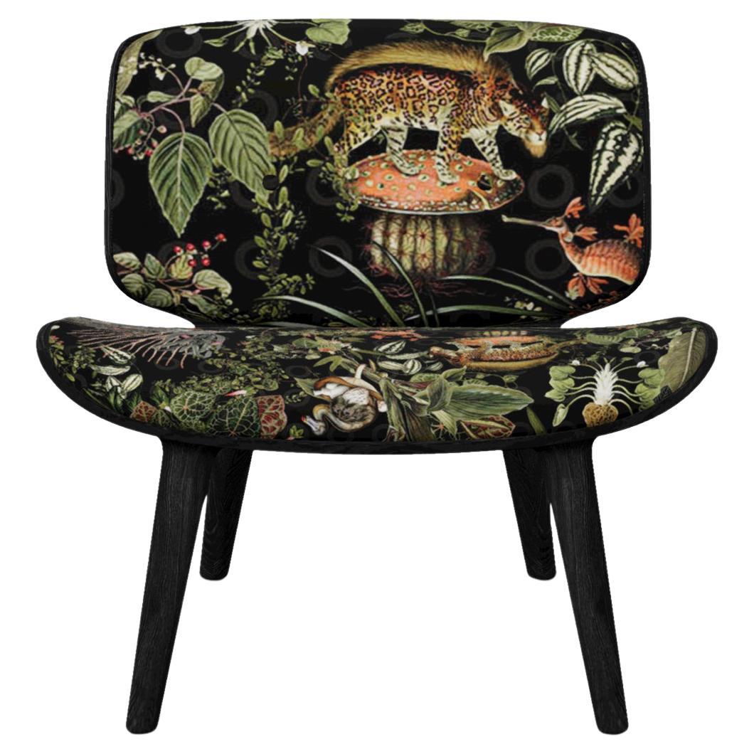 Moooi Nut Lounge Chair in Menagerie Velvet Upholstery & Oak Stained Black Frame For Sale