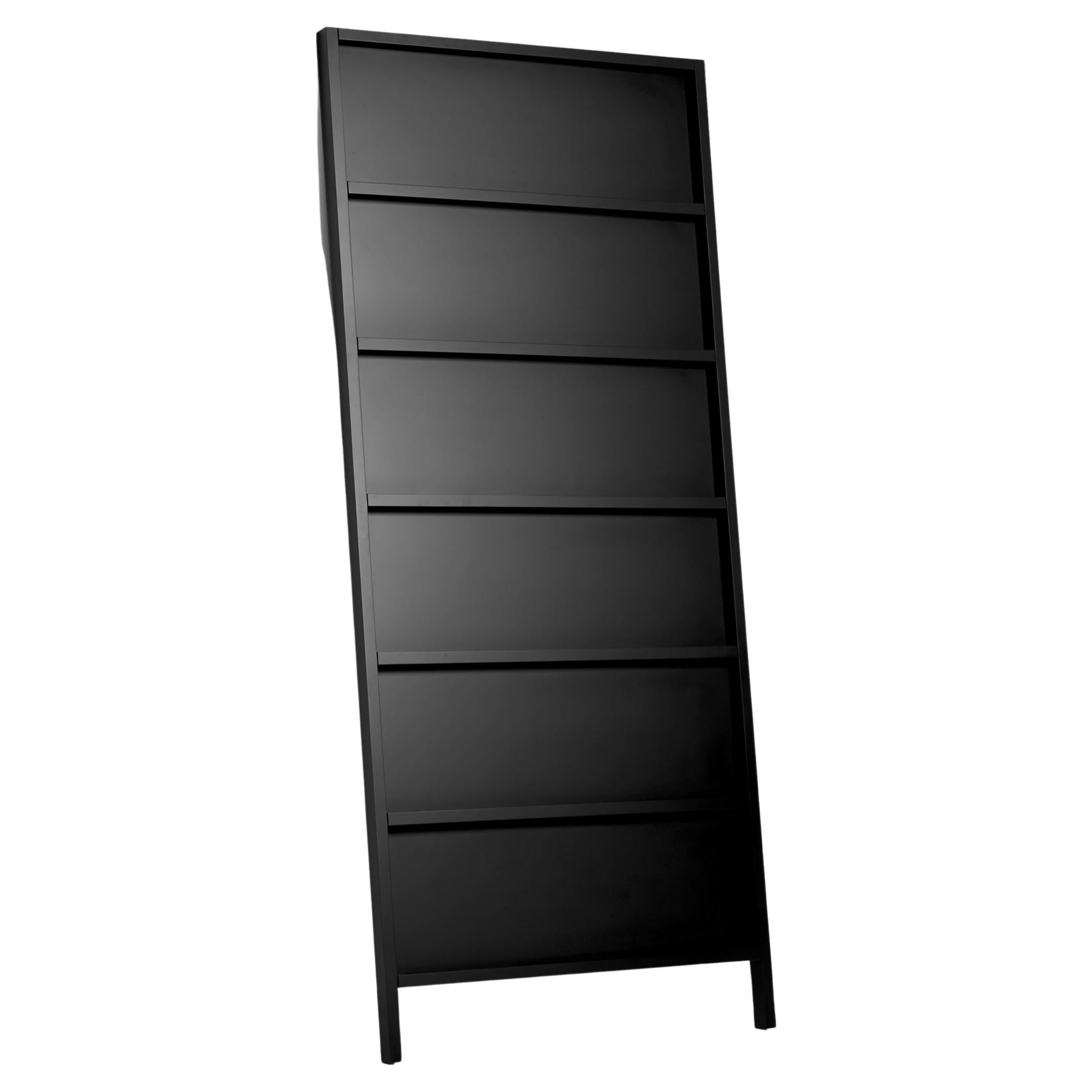 Moooi Oblique Big Cupboard/Wall Shelf in Jet Black Lacquered Beech For Sale