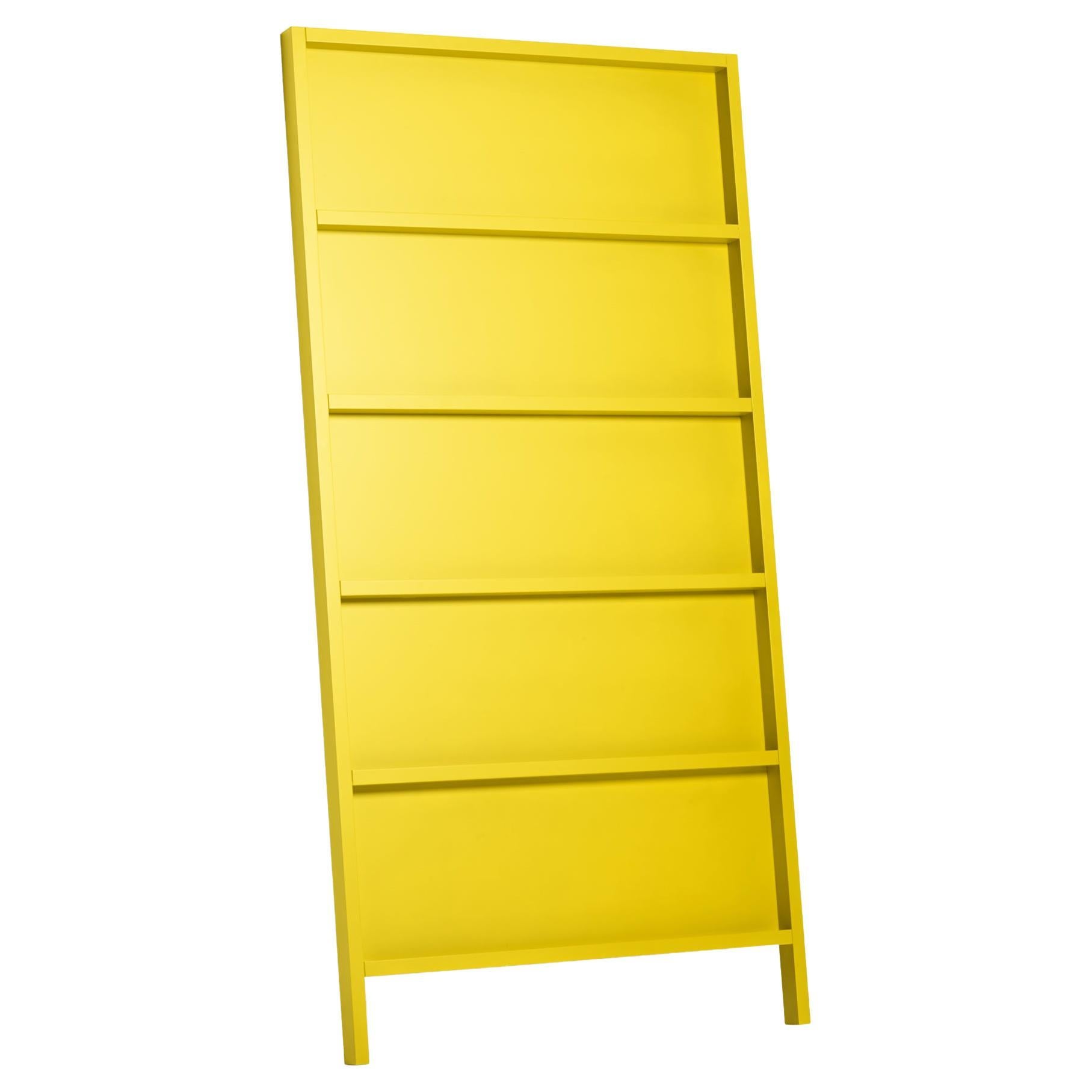 Moooi Oblique Small Cupboard/Wall Shelf in Traffic Yellow Lacquered Beech