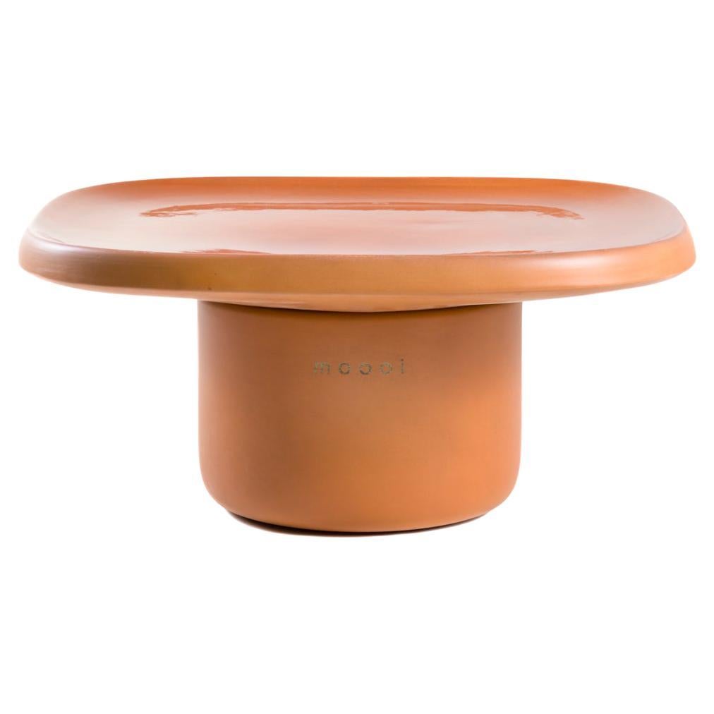 Moooi Obon Square Low Ceramic Table in Terracotta Finish by Simone Bonanni For Sale