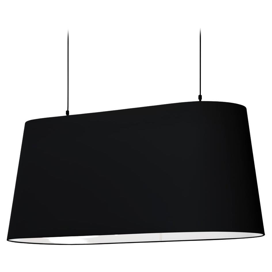 Moooi Oval Black Suspension Light in Laminated Metal and Chromed Steel Structure For Sale