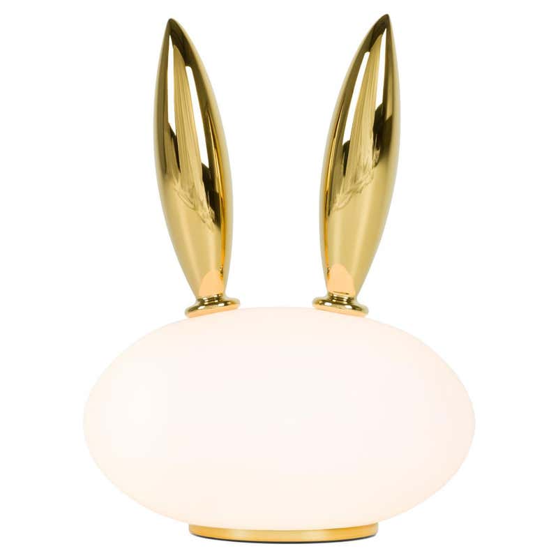 Glass Rabbit Lamps Moooi Pet Purr Rabbit Table Lamp in Matt White Glass with Golden ...
