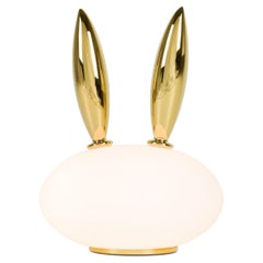 Moooi Pet Purr Rabbit Table Lamp in Matt White Glass with Golden Elements