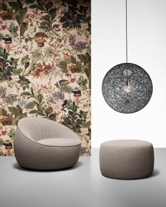 Moooi Pooof Large Pouf in Liscio, Nebbia Light Grey Upholstery
