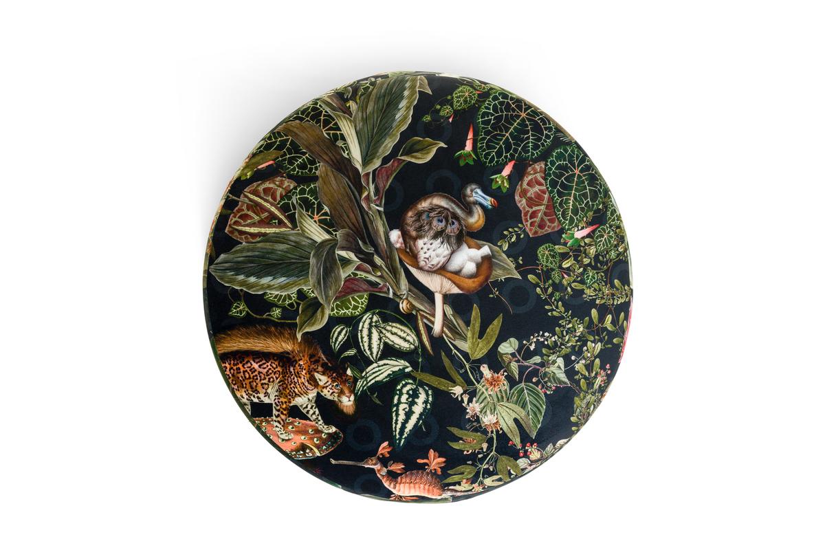 Modern Moooi Pooof Small Pouf in the Menagerie of Extinct Animals Velvet Upholstery For Sale