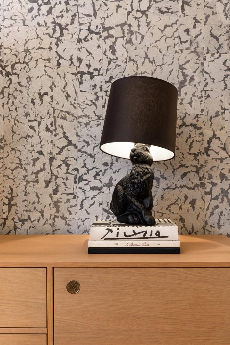 Dutch Moooi Rabbit Table Lamp in Polyester with Laminated Metal Shade by Front For Sale