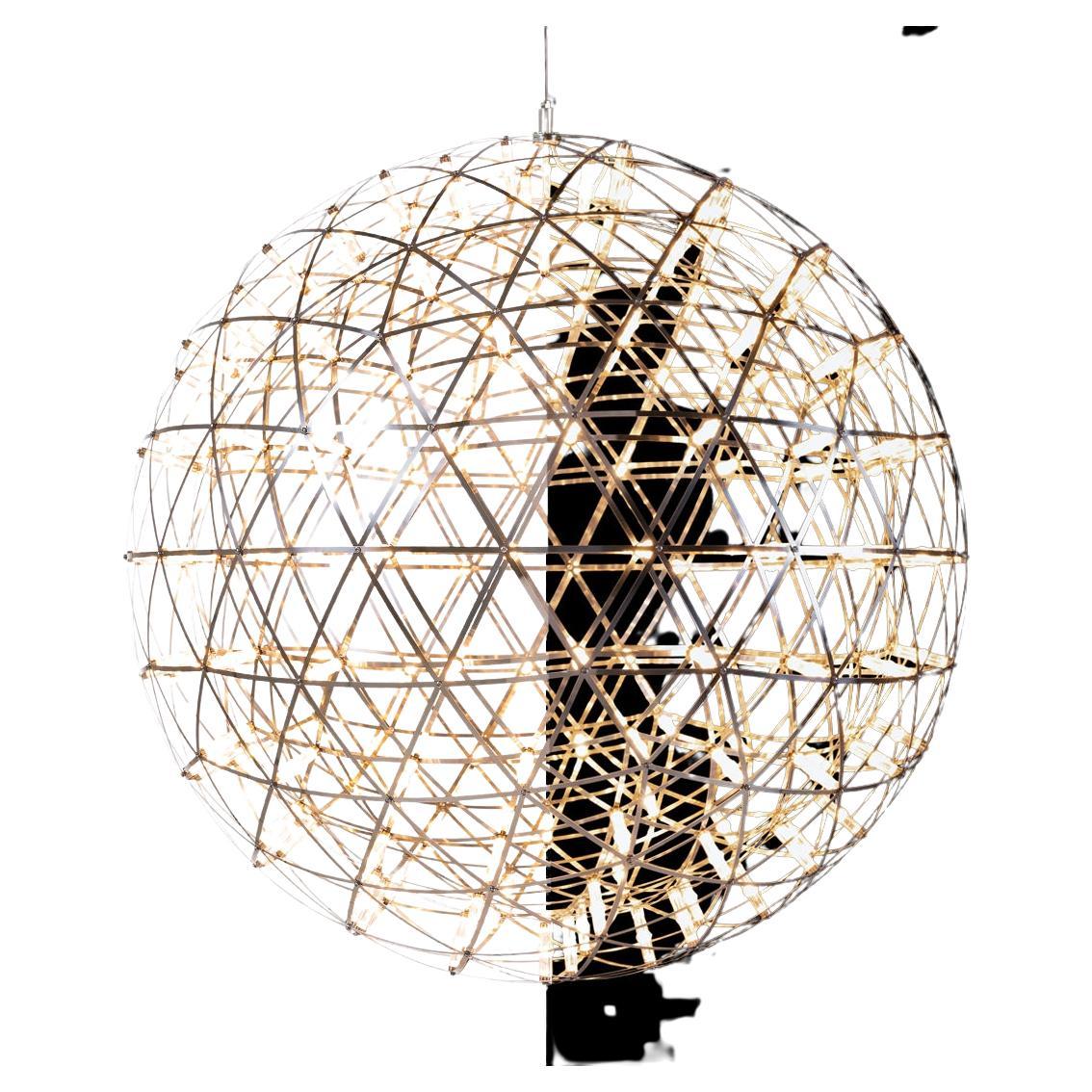 Die Raimond-Kuppel besteht aus denselben mathematischen Zutaten wie ihre kugelförmigen Familienmitglieder. Ebenfalls von winzigen LED-Lichtern unterbrochen, aber mit einer starken Lichtquelle in der Mitte verstärkt. Der Blick in den Raimond Dome