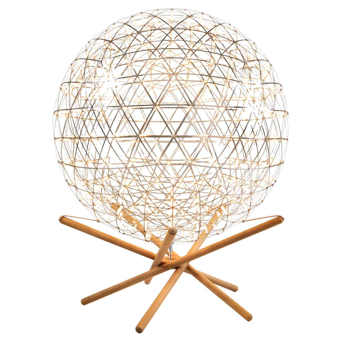 Moooi Raimond II Tensegrity R89 Grande lampada da terra a LED con sfera in acciaio inox