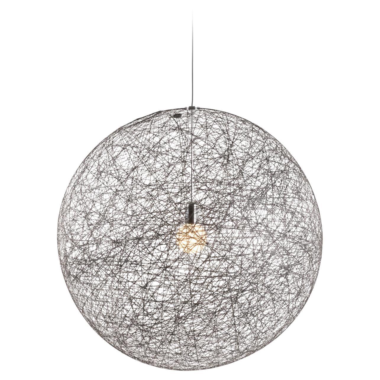 Lampe à suspension LED moyenne Moooi Random Light II en acier chromé noir, 10 m